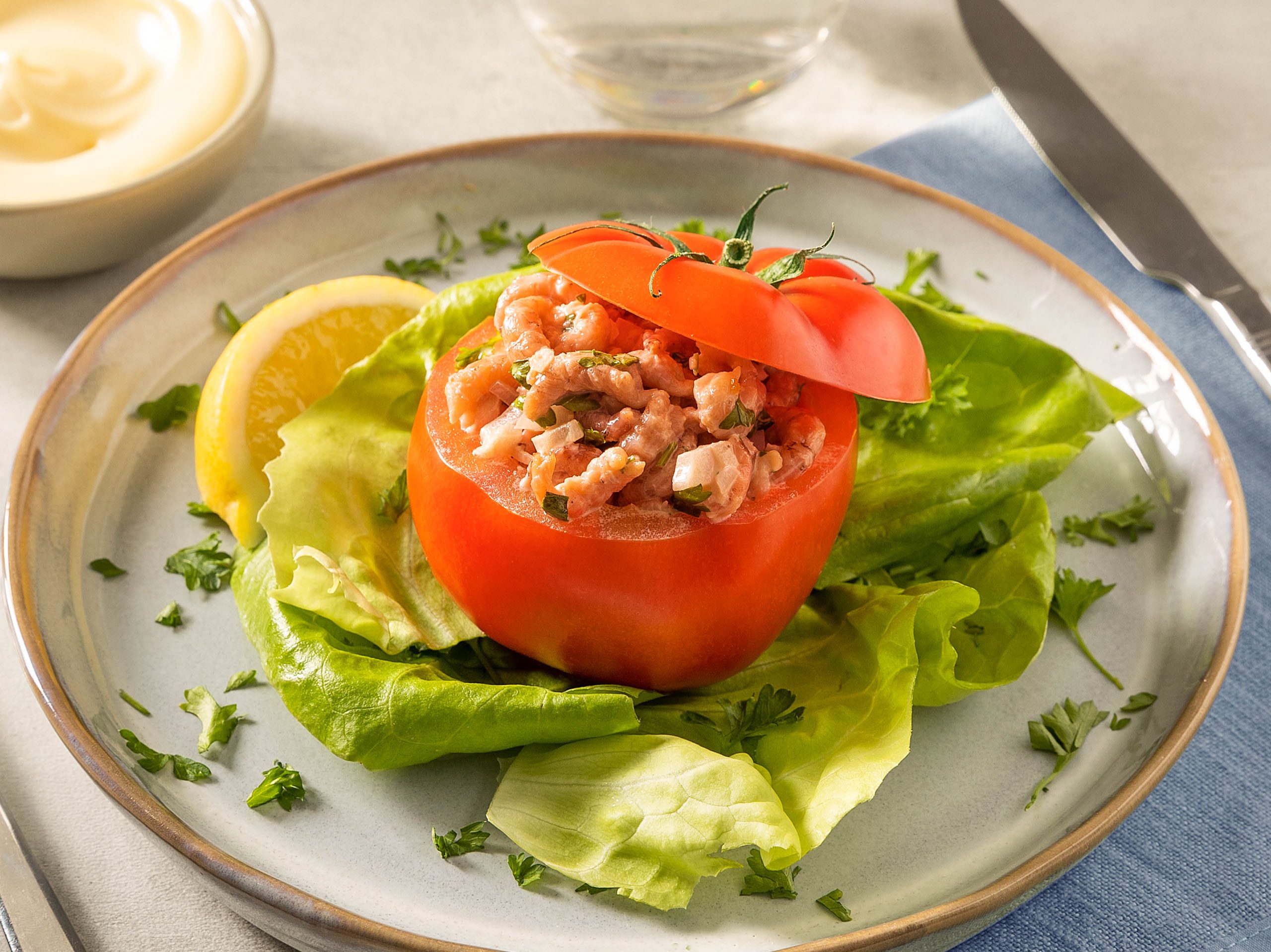 Tomates aux Crevettes Grises